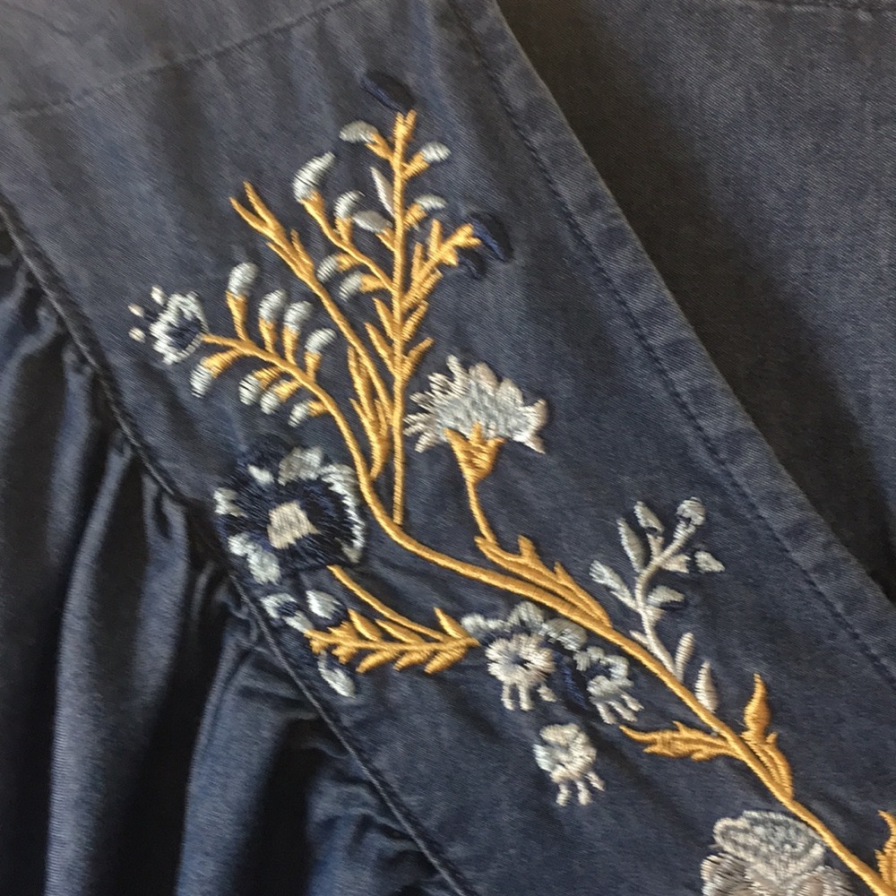 Vintage Cozee Corner Oversized Embroidered Denim Dress Housecoat - Picture 6 of 13